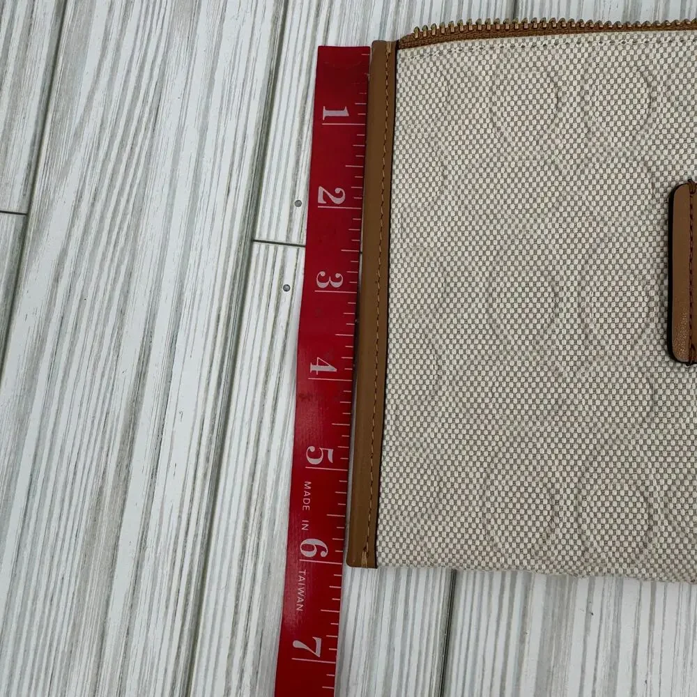 Coach wristlet M1981-89165 signature large canvas leather embossed beige brown